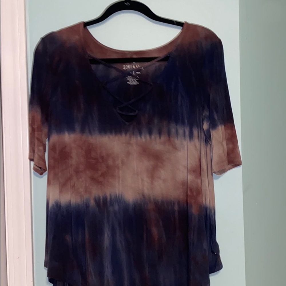 Blue and taupe tie-dye shirt